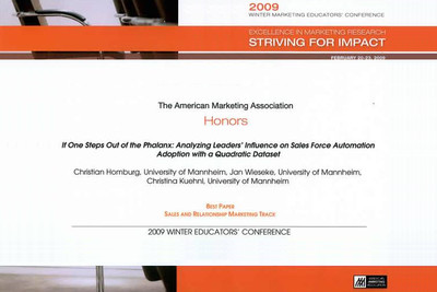Tampa (Florida), 2009, Best Paper Award 2009