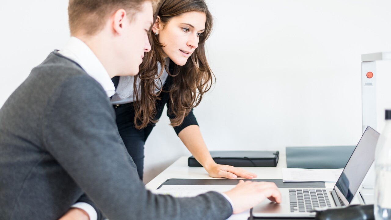 Two students at the laptop