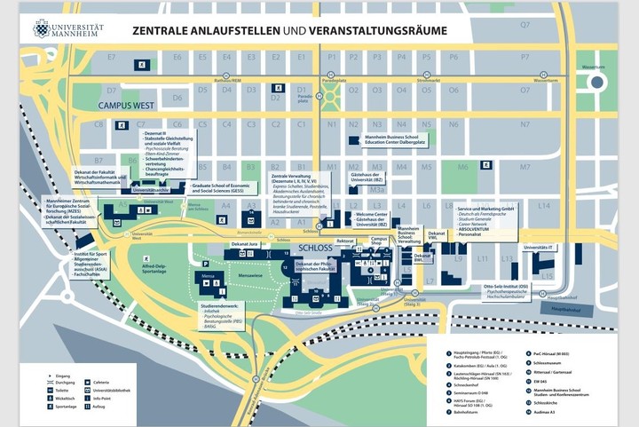 Lageplan der Universität Mannheim