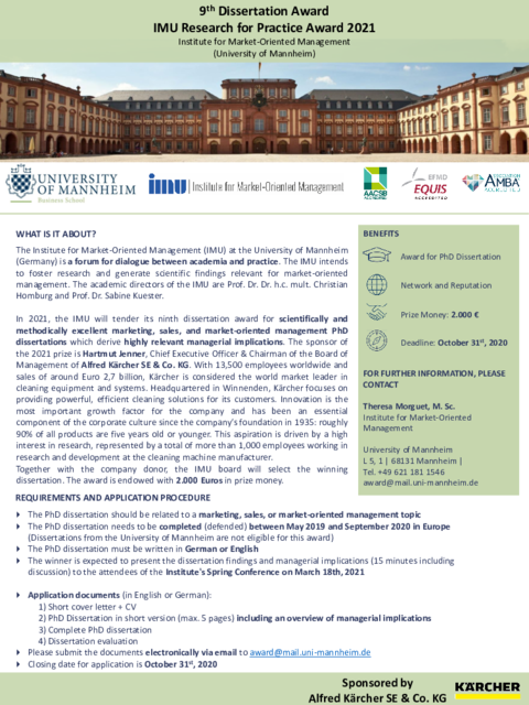 Award Universitat Mannheim