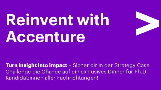 Flyer für die Bewerbung um eine Case Study und Dinner mit Accenture