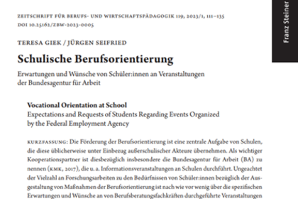Artikel Schulische Berufsorientierung