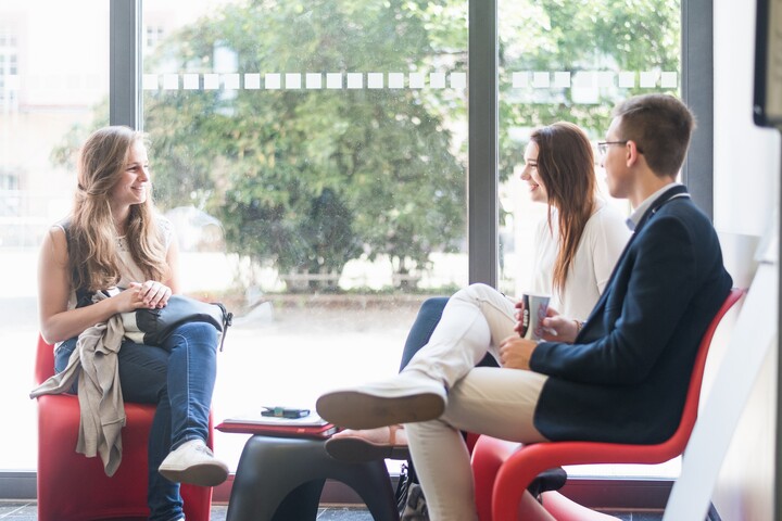 Students in sitting area